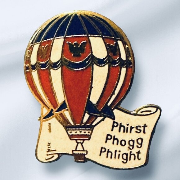 1982 Capt Phogg Phirst Phogg Phlight Collectible Hot Air Balloon Souvenir Pin - Picture 1 of 3